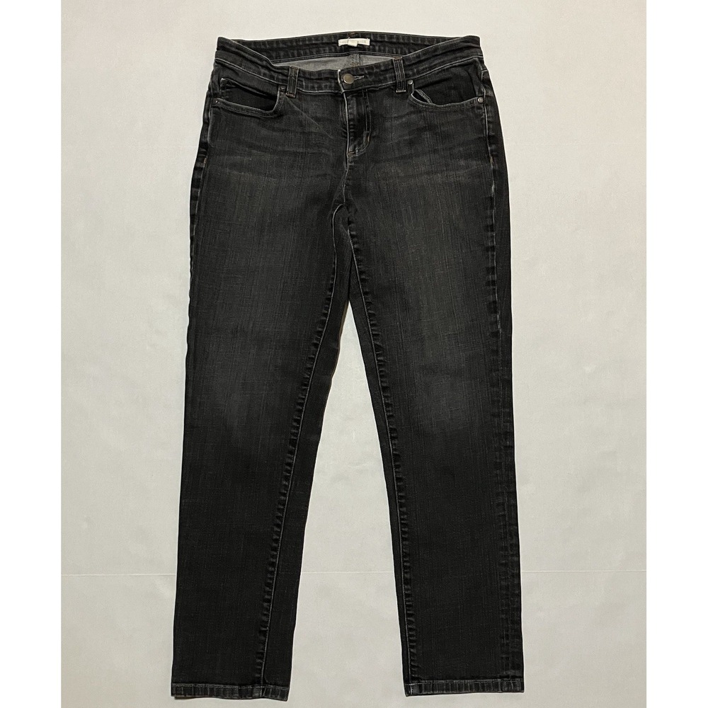 Eileen Fisher Jeans Womens Size 6 X 27 Black Denim‎ Slim Leg Classic Pants